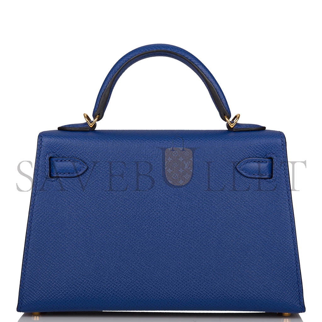 HERMÈS MINI KELLY II EPSOM ELECTRIC BLUE GOLD HARDWARE (19*12*5.5cm)